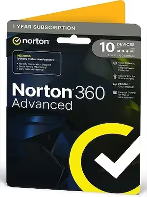 Norton 360 Advanced (10 Devices, 1 Year) (PC, Android, Mac, iOS) - NortonLifeLock Key - GLOBAL